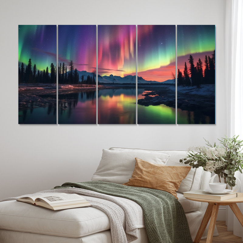 Yukon Dream Aurora I - reproduction d'art sur toile canadienne - 5 panneaux égaux