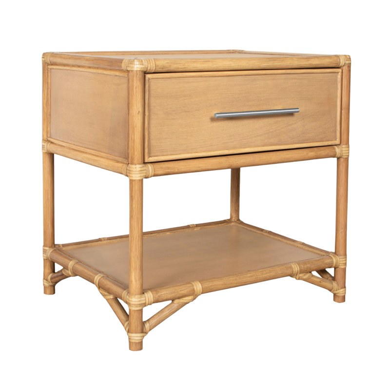 Olivia Collection 1 - Drawer Rattan Nightstand, Natural