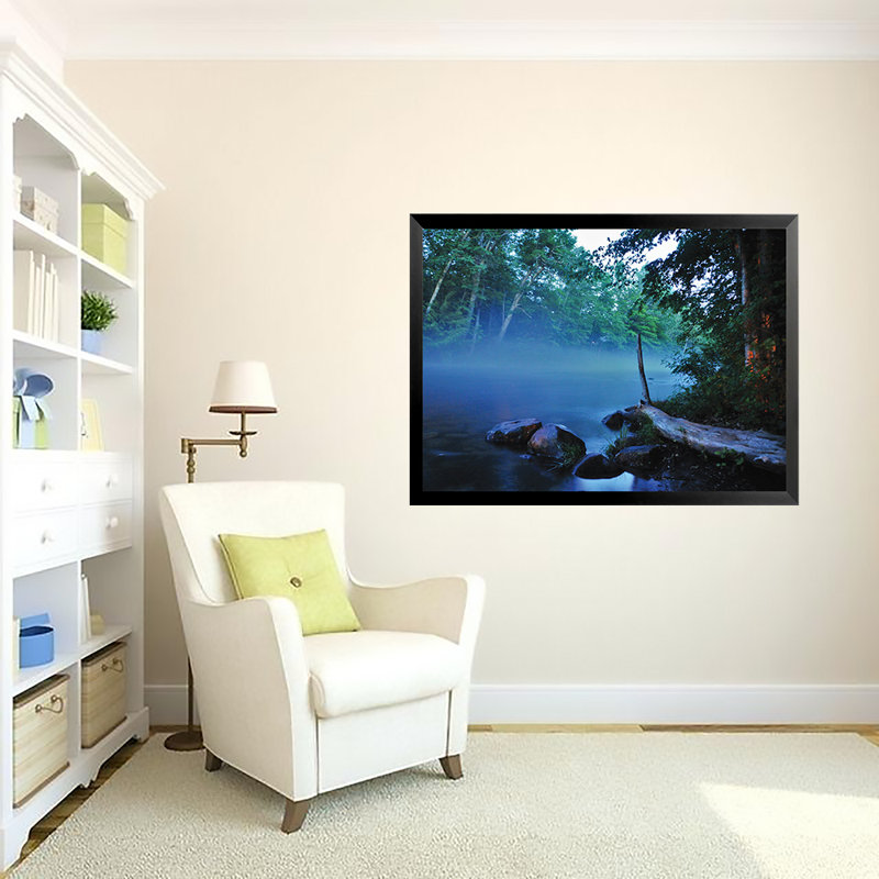 «River Fog» par Joseph Elliot - reproduction de photo, H 26,5 po x l 34,5 po x P 1,25 po, Papier encadré noir, Aucun mat