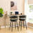 Modern Upholstered Slate Black Leatherette Swivel Bar Stool with Metal Tapered Legs-780107302-776690806