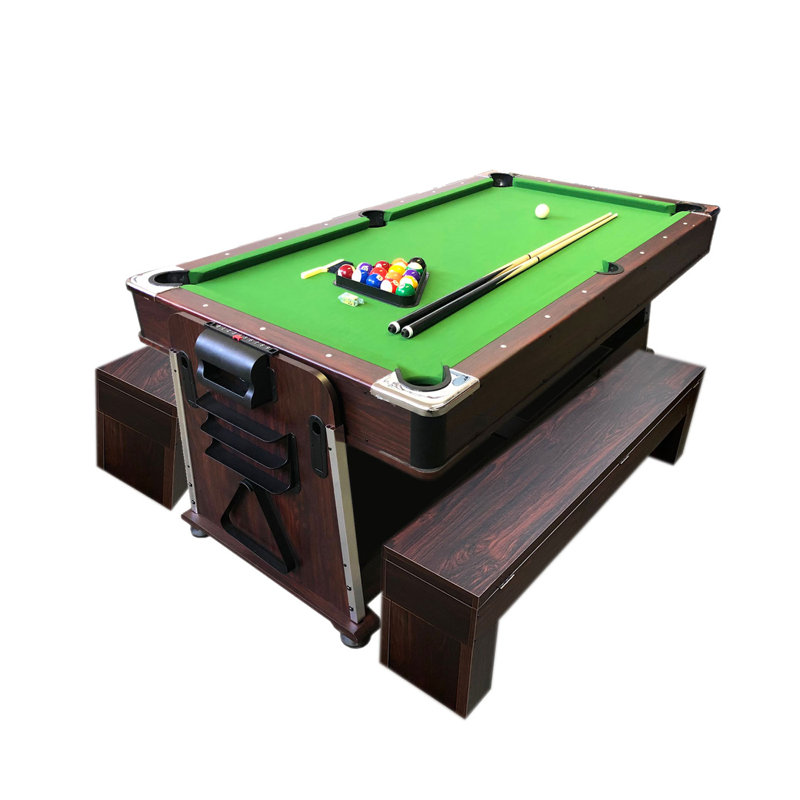 Table de jeu MATTEW 7Ft 3-en-1 - Table de billard, air hockey et tennis de table avec bancs de rangement