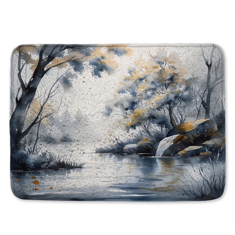 Tapis de bain Watercolor Forest Scene, L 34 po x L 21 po