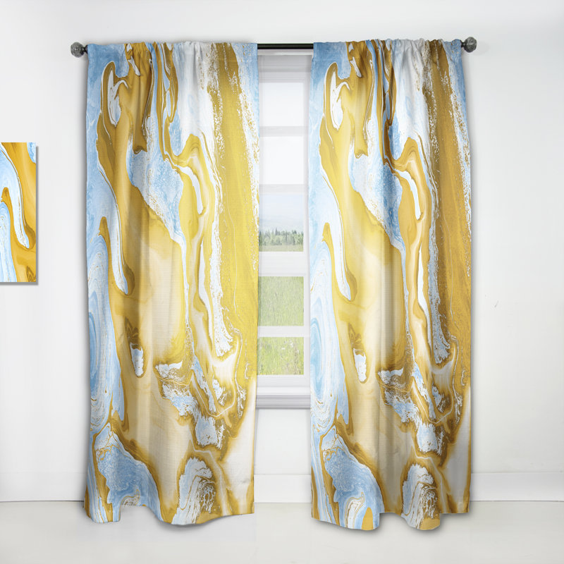 Paire de rideaux semi-transparents avec passe-tringle Marble Waves