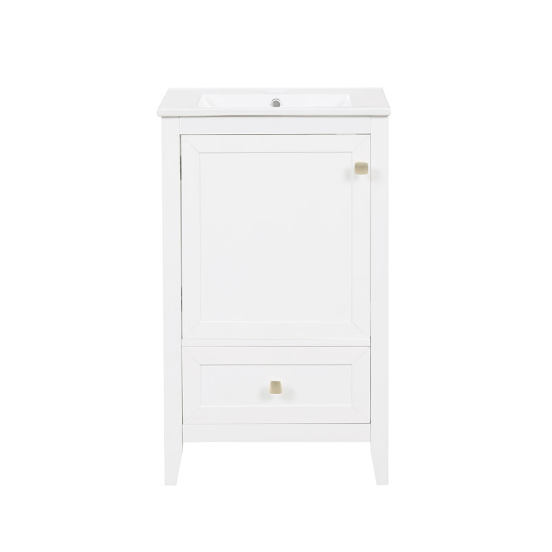 Meuble-lavabo de 20 po avec lavabo en céramique, Blanc