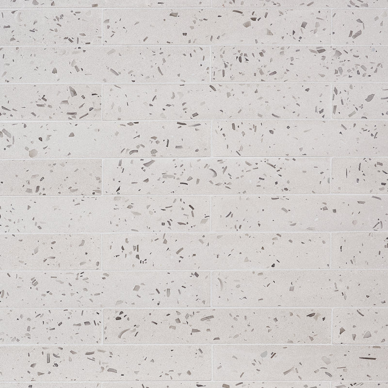 Fusion Brick 2.48" x 15.74" Natural Terrazzo Subway Wall Tile, Lunar Gray