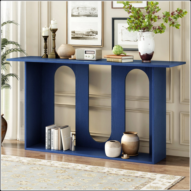 Console moderne et courbée en placage de frêne avec tablette, convenant au vestibule, au couloir, au vestibule, au couloir et au couloir