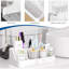 Organisateur de comptoir de salle de bain en marbre - Organisateur de meuble-lavabo en silicone - Organisateur de brosse à dents avec distributeur de 2 pièces Cotton Swab - Drainage du support de dentifrice - Essentials pour la salle de bain