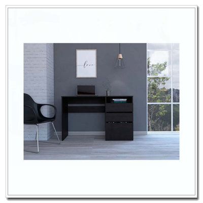 Bureau d'ordinateur à 3 tiroirs Black Wengue