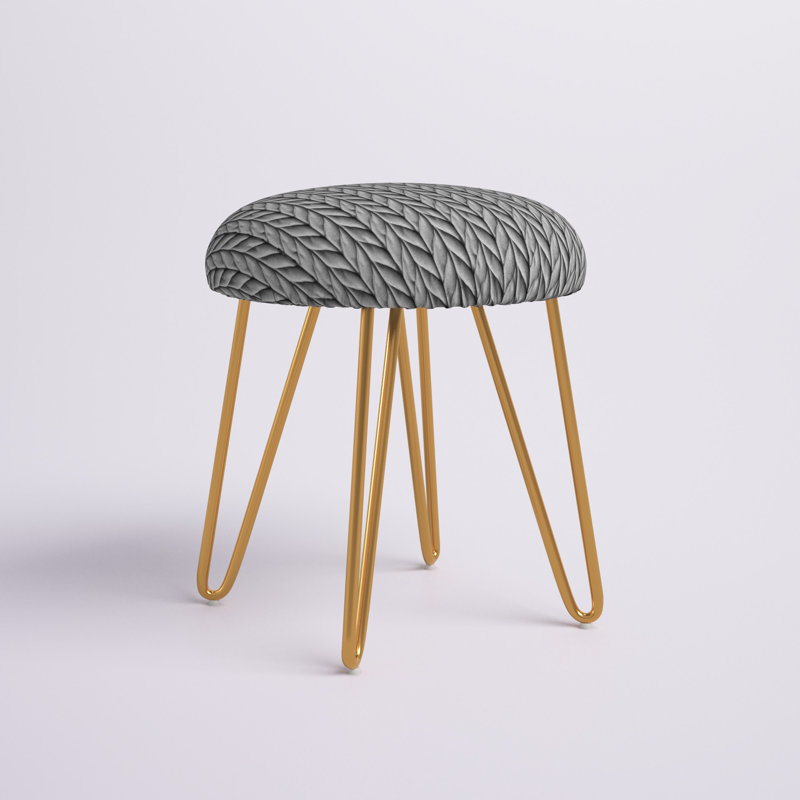 Tabouret de coiffeuse en velours Alison, Gris