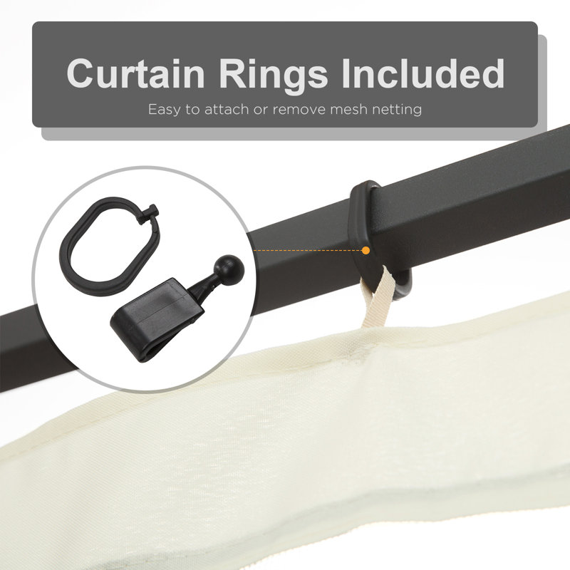 Cream White Polyester Mesh Screen for 12' x 12' Gazebo
