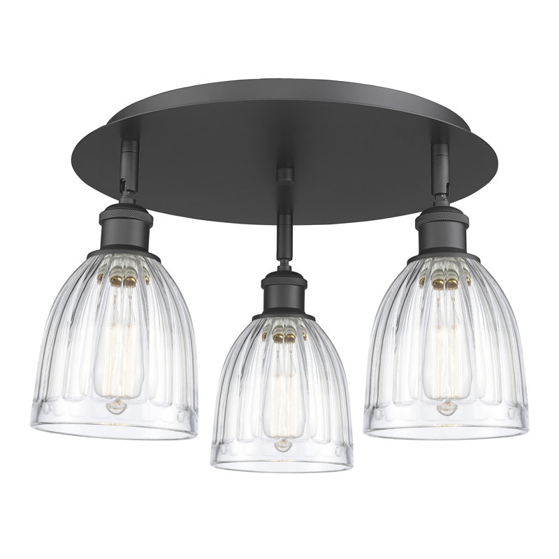 Bianey Glass Flush Mount, Clear, Matte Black