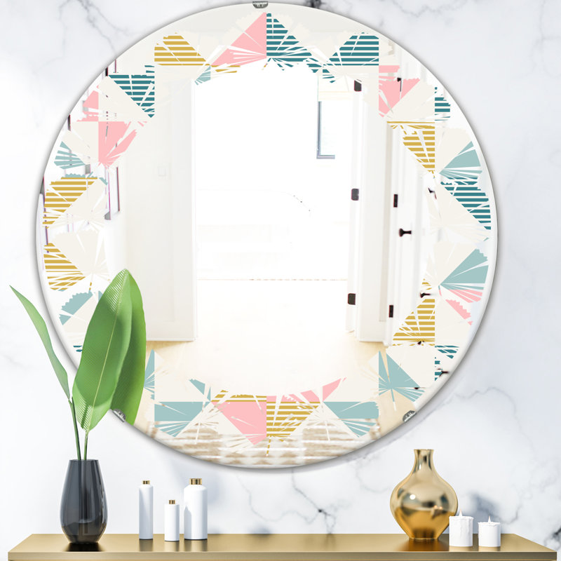 Miroir mural sans cadre rétro à motif diamond american, H 23,6 po x l 23,6 po