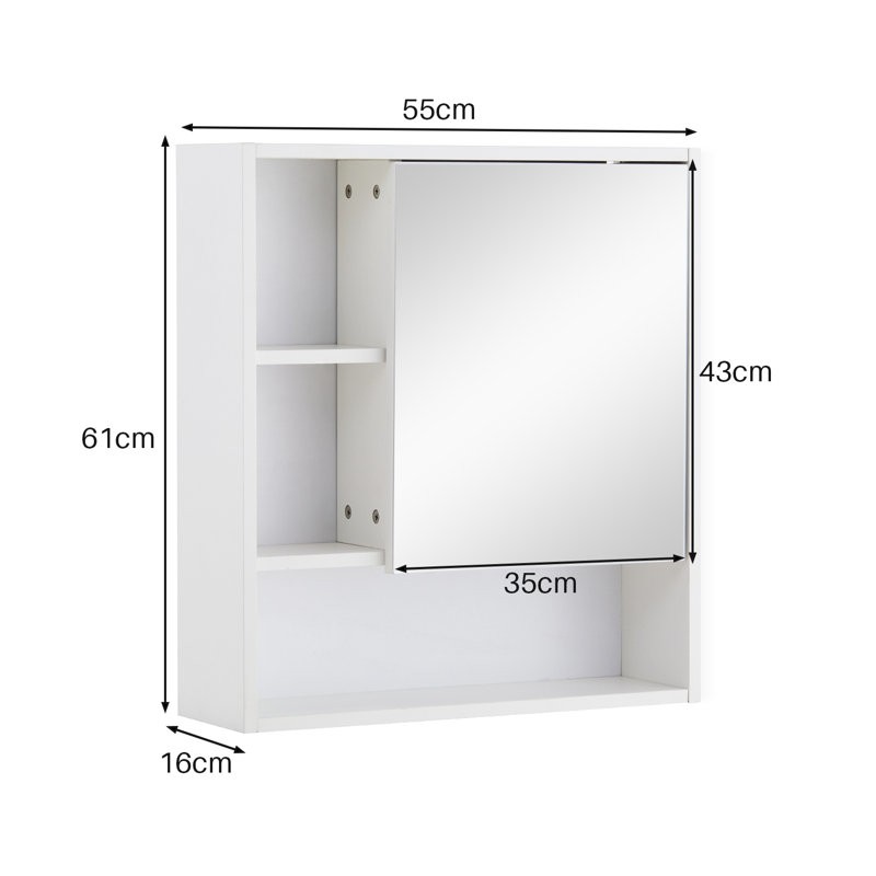 Nyveah 550mm W 610mm H Wall Mounted Required Medicine Cabinet Mirror