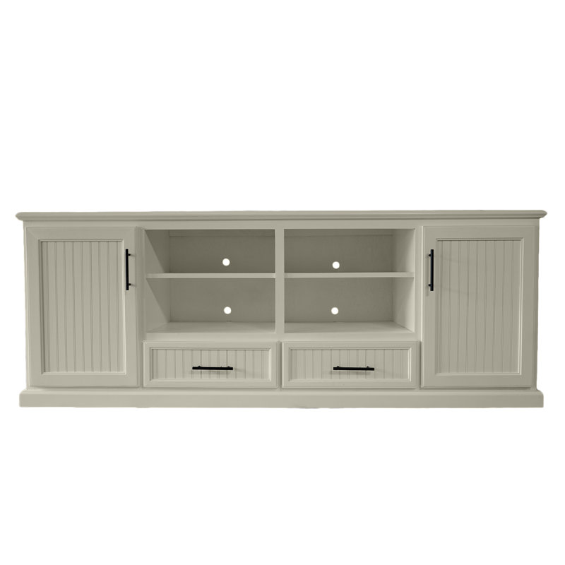 Raynav Unfinished Entertainment Center for TVs up to 88", Soft White, 34'' H X 70'' W X 17'' D