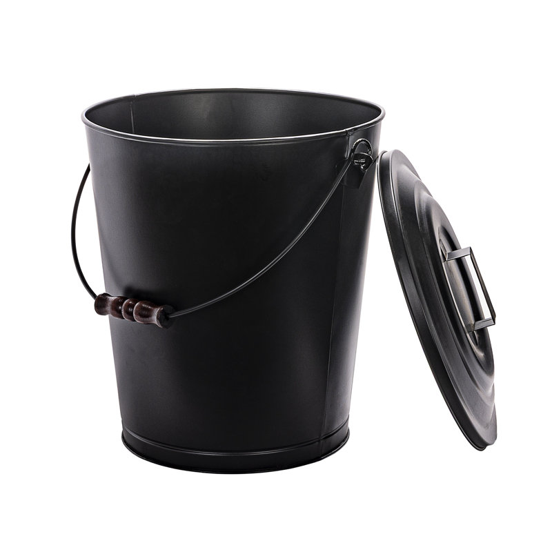 Large capacity black ash bucket with lid