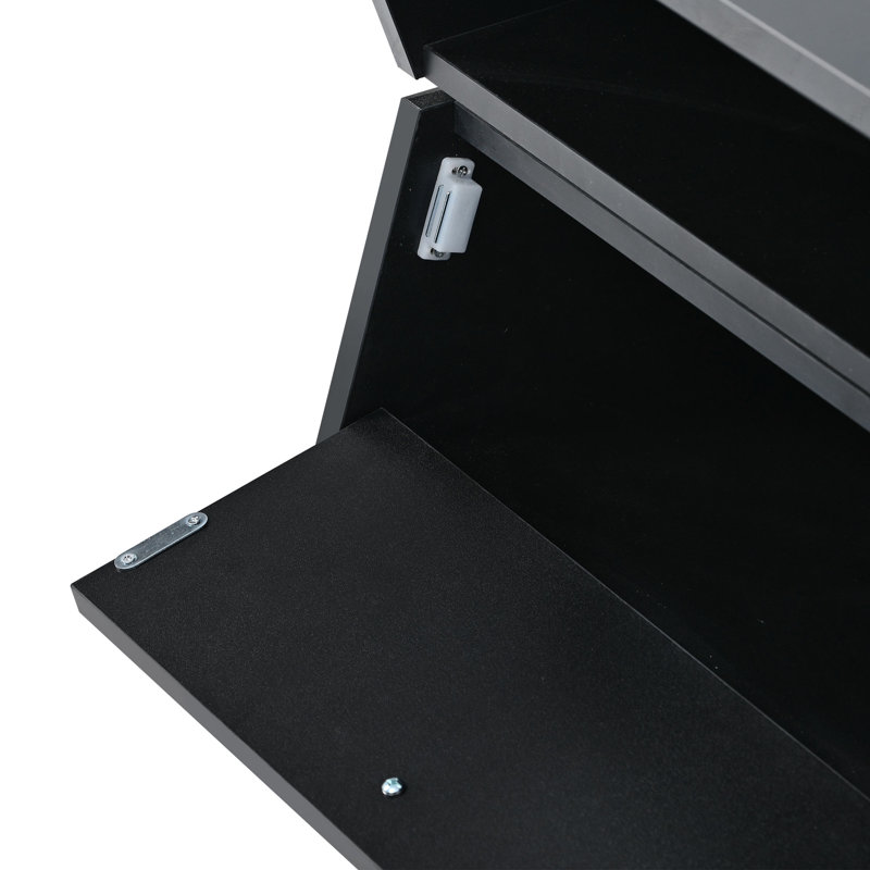 Table basse géométrique 2 avec verre noir de 6 mm et capacité de rangement