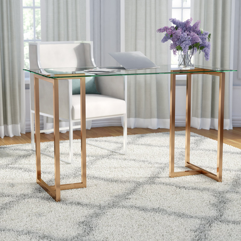 Leddy Tempered Glass Writing Desk