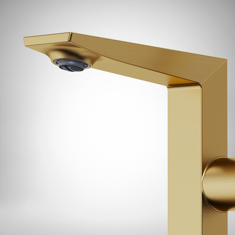Robinet de salle de bain à un trou avec drain, robinet de salle de bain à poignée simple, Or brossé