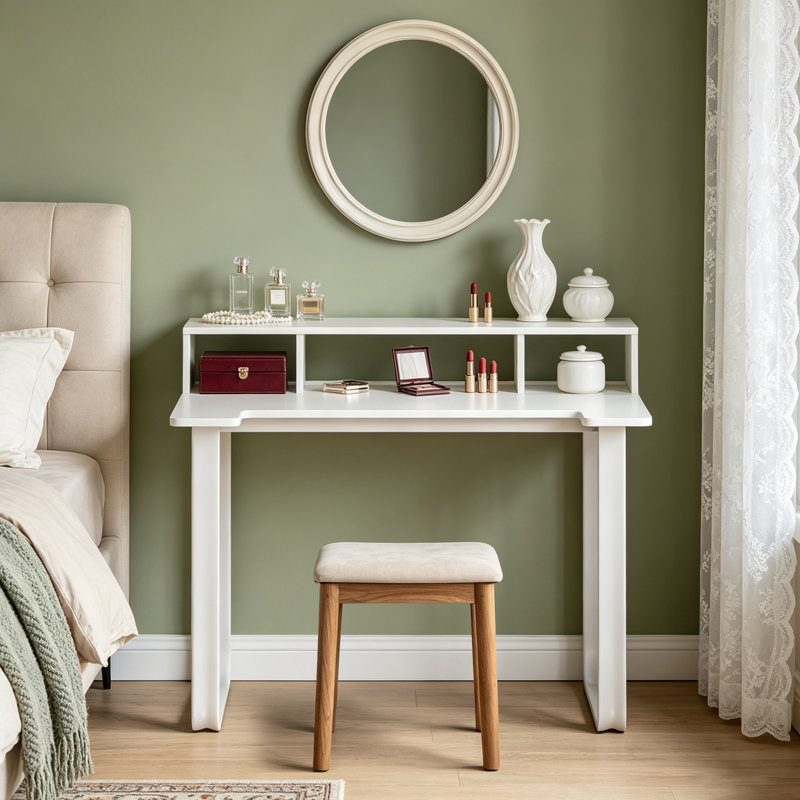 Bureau d'ordinateur en bois blanc, Blanc