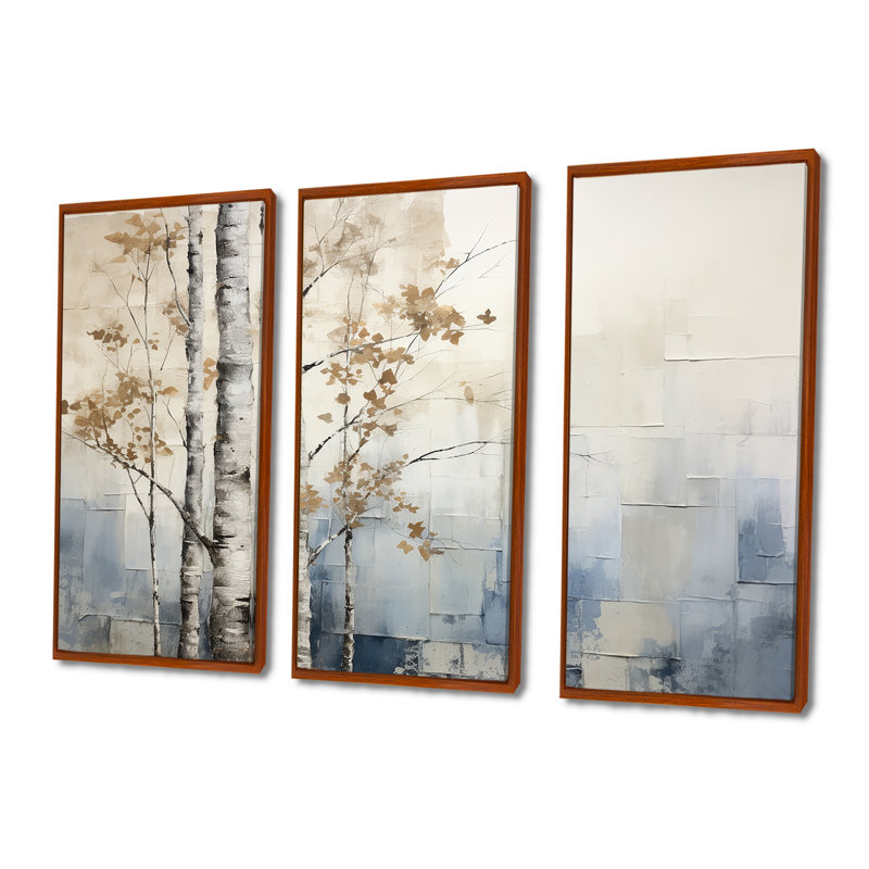 Croce - ensemble d'art mural forêt, H 28 po x l 36 po x P 1 po, Cadre flottant brun