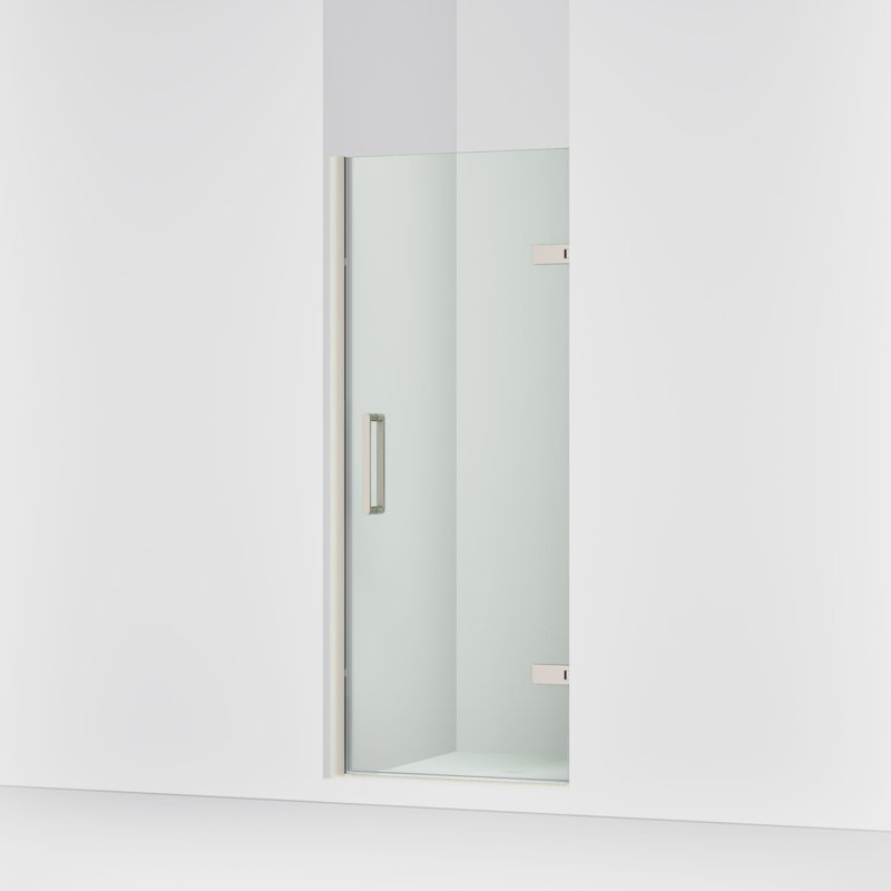 Composed 29-5/8-In30-3/8-In W X 71-1/2-In H Frameless Pivot Shower Door With 3/8-In Crystal Clear Glass And Back-To-Back Vertical Door Pulls