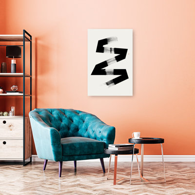 Dynamic Ink Zigzag Abstract Bold Contemporary Wall Art Print 1 Piece Wrapped Canvas Wall Art