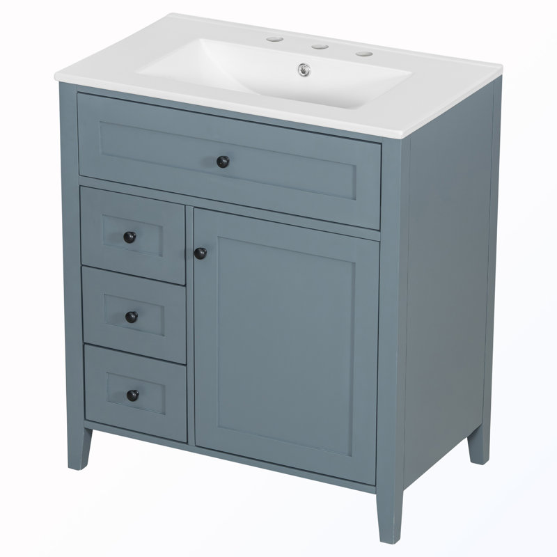 Armoire de rangement autoportante avec tiroirs et tablette réglable, Bleu gris