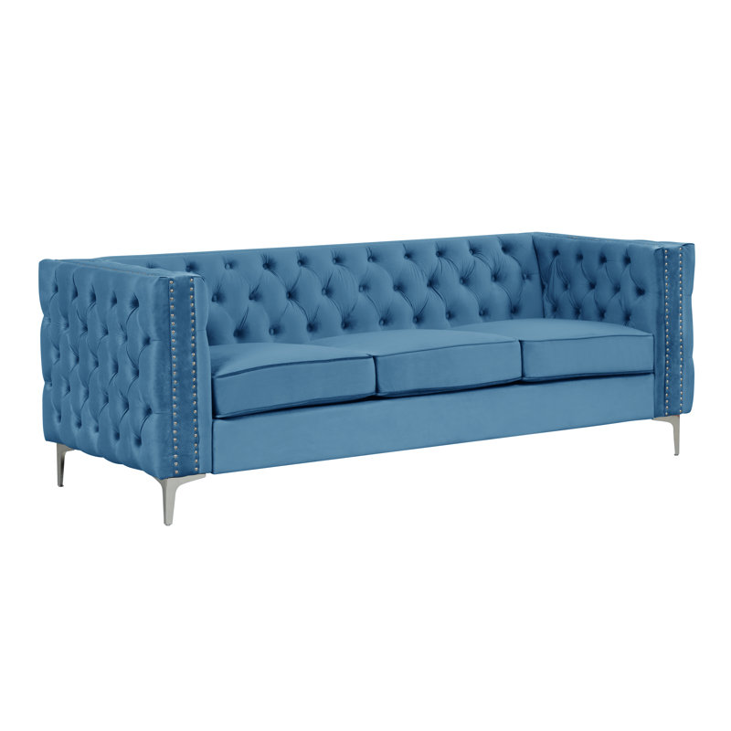 Pulaja 85'' Velvet Sofa, Royal Blue