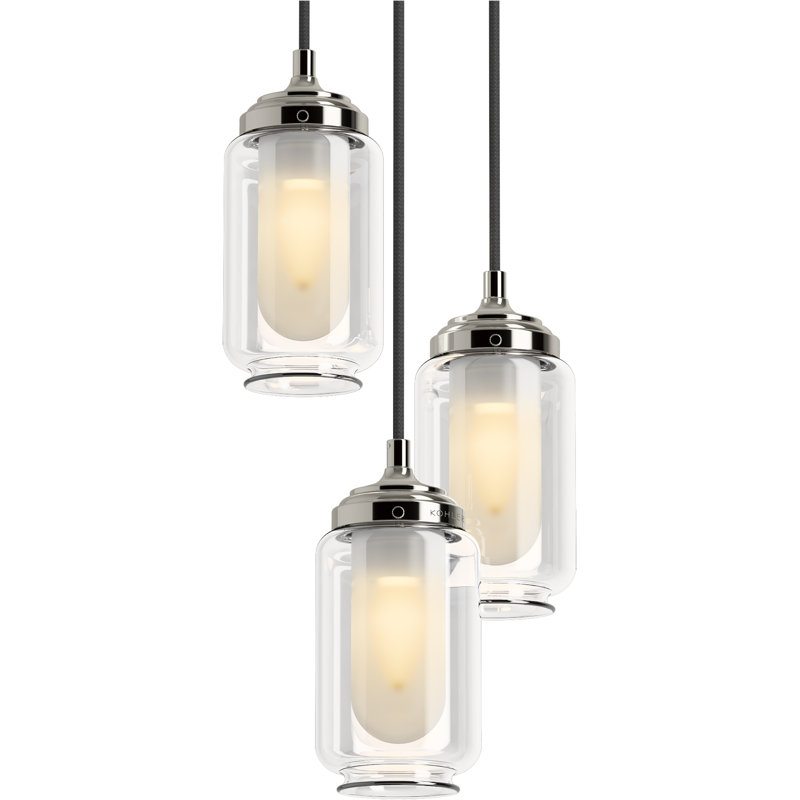 Artifacts 3 Light Pendant Lighting Fixture for Kitchen Island, 10' Adjustable Cord Length, Polished Chrome