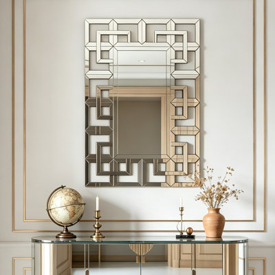Venetian Wall Mirror Decorative 40" X 28" Rectangular Frameless Beveled Edge Mirror For Entryway Bathroom Living Room Bedroom Home Decor Vertical Or Horizontal Hanging