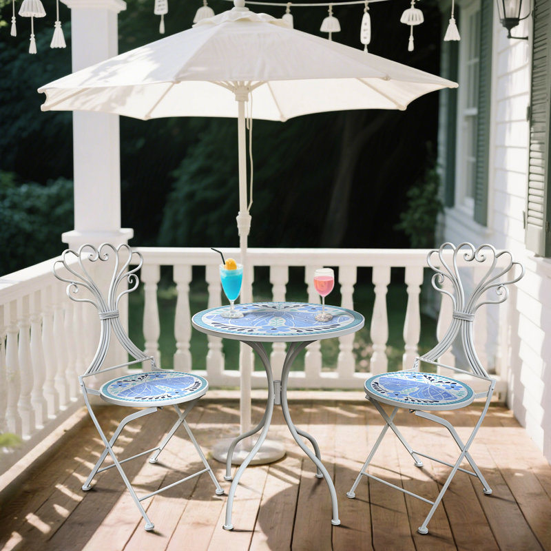 Ensemble bistro extérieur en céramique pour 2 personnes, ensemble de table et chaises de jardin