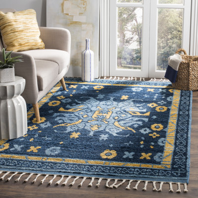 Tapis géométrique en laine / coton noué à la main Nesika