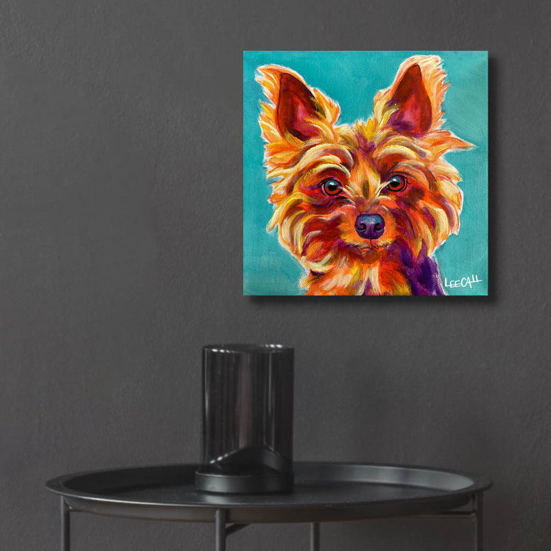 «Red Barrel Studio» «Yorkiepoo» par Dawg Painter, art mural acrylique, H 12 po x l 12 po x P 0,13 po