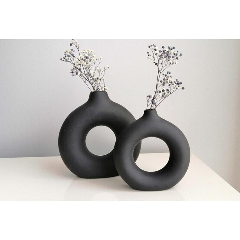 Criselle Ceramic Table Vase, Black, 15cm H x 20cm W x 4cm D