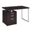 Bureau Cappuccino avec structure en métal et options de rangement 3 au fini exquis