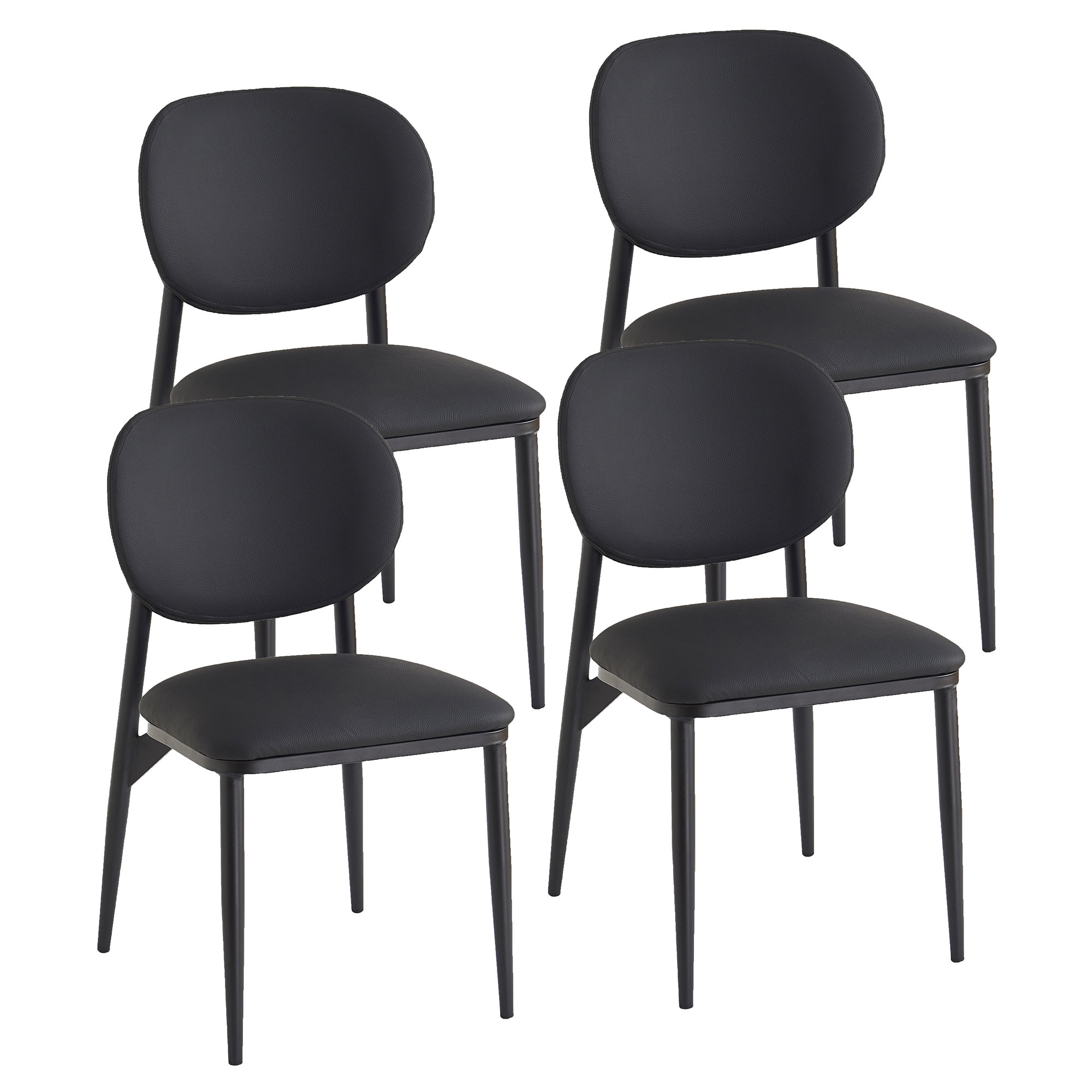 Latitude Run® Modern Faux Leather and Metal Dining Chair, Set of 4 ...
