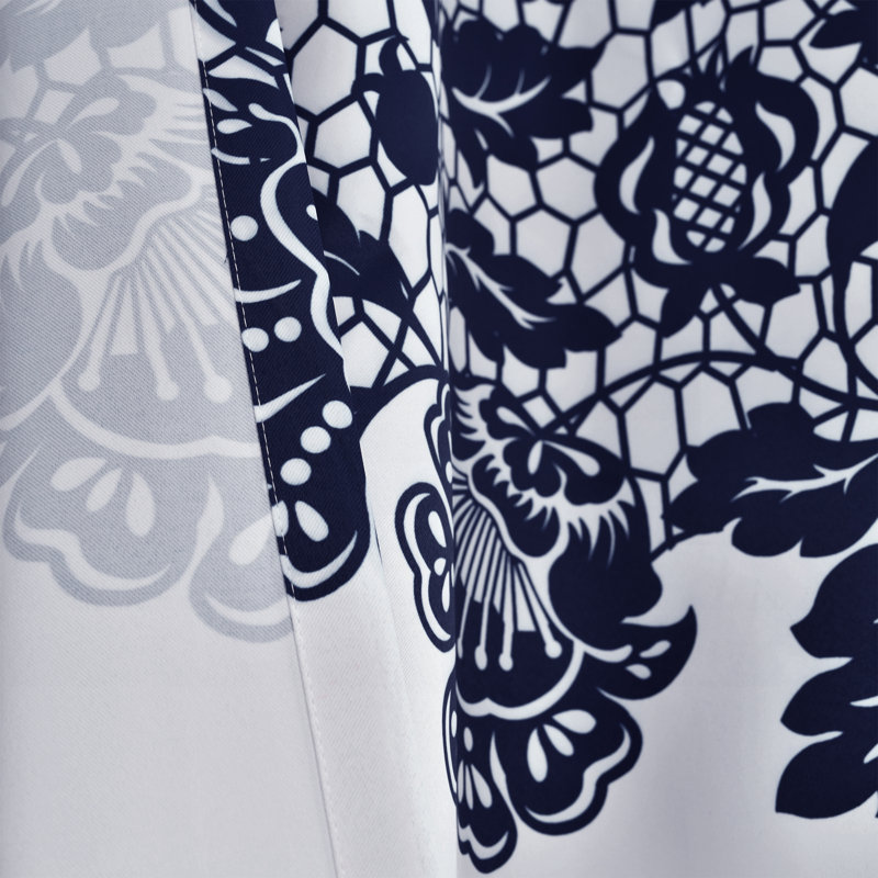 Estate Garden Print Room Darkening Curtain Pair, 52" x 95", Navy
