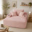 Chaise longue convertible en peluche rose | Canapé-lit sans dossier avec grands accoudoirs | Coussins décoratifs avec porte-gobelet | Aucun assemblage requis pour le salon ou la chambre