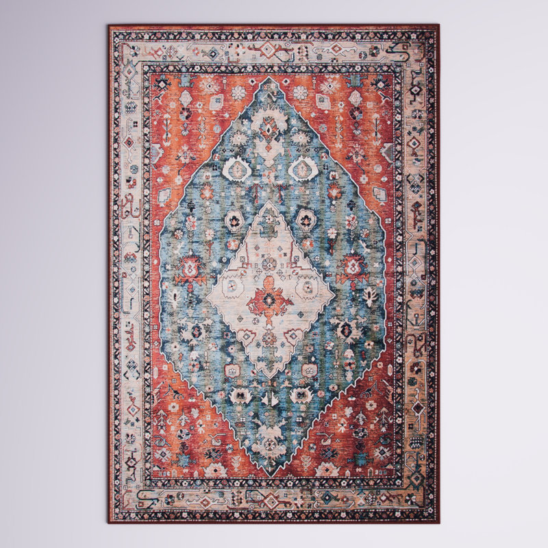 Sonia Oriental Beige/Blue Area Rug, Rectangle 4' x 6'