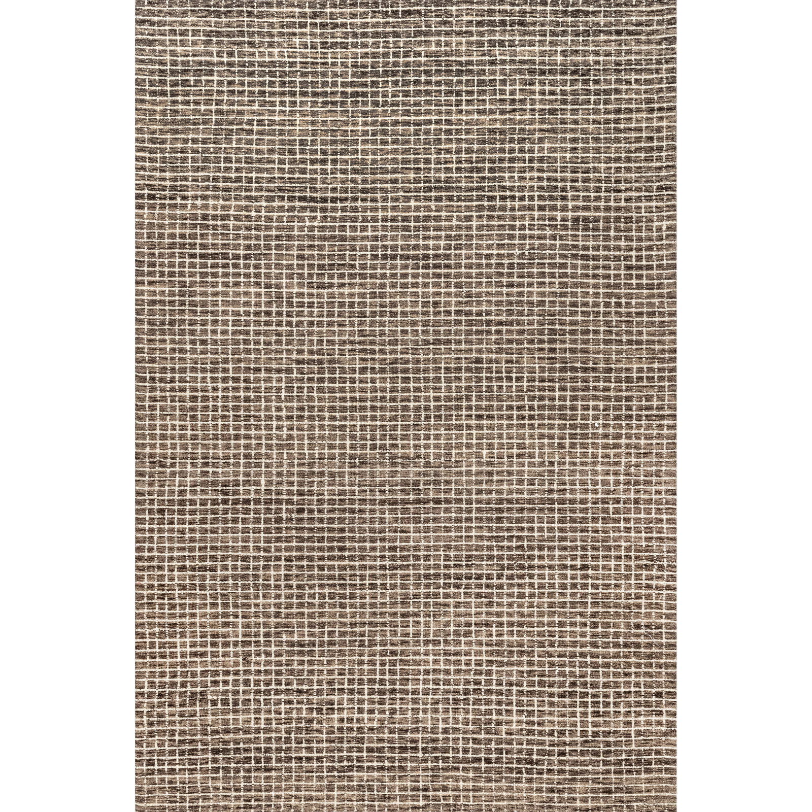 Brown Hand-Tufted Checkered Wool Rug, Rectangle 11'6" x 14'6"