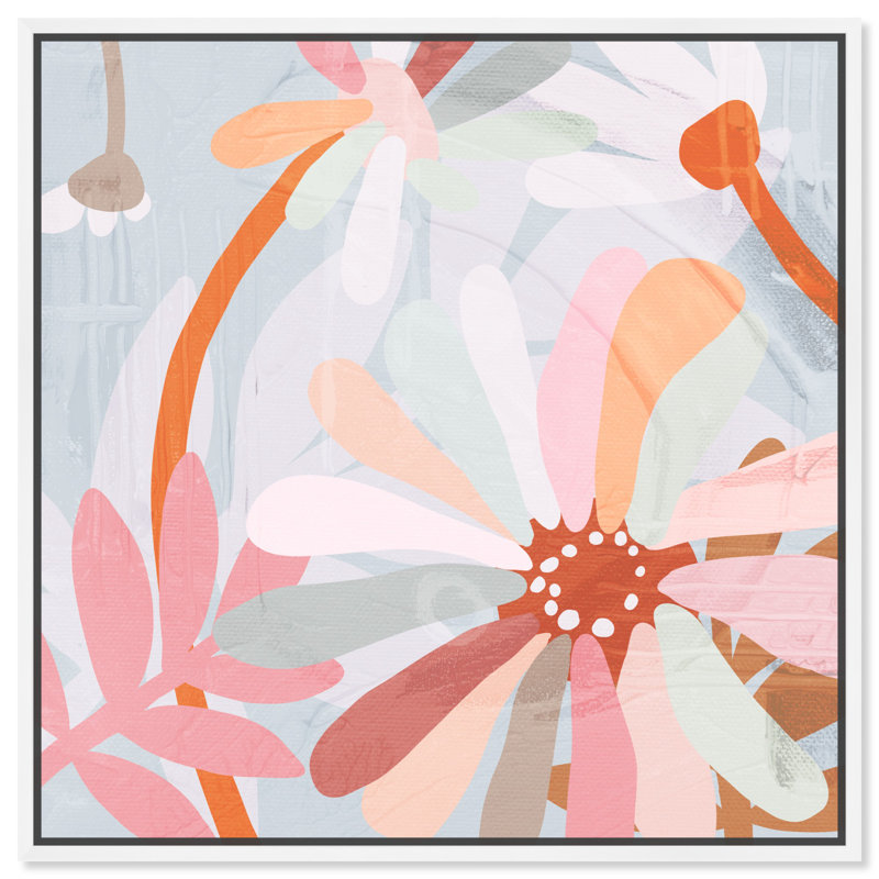«Blush Petals», art mural bohème par Art Remedy, H 17 po x l 17 po, Cadre blanc