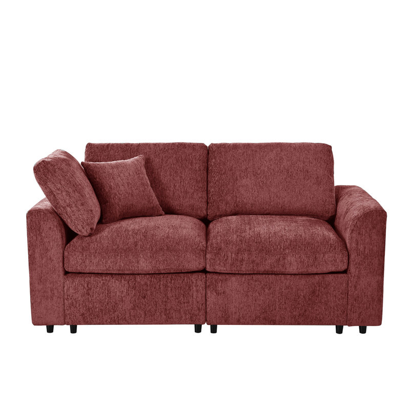 Canapé Mid-Century, Chenille rouge clair