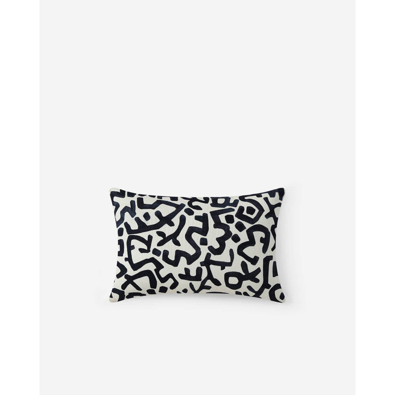 Lumbar Pillow Cover & Insert, Off White Abstract