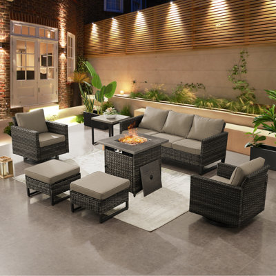5 - Person Outdoor Seating Group with Fire Pit with Cushions