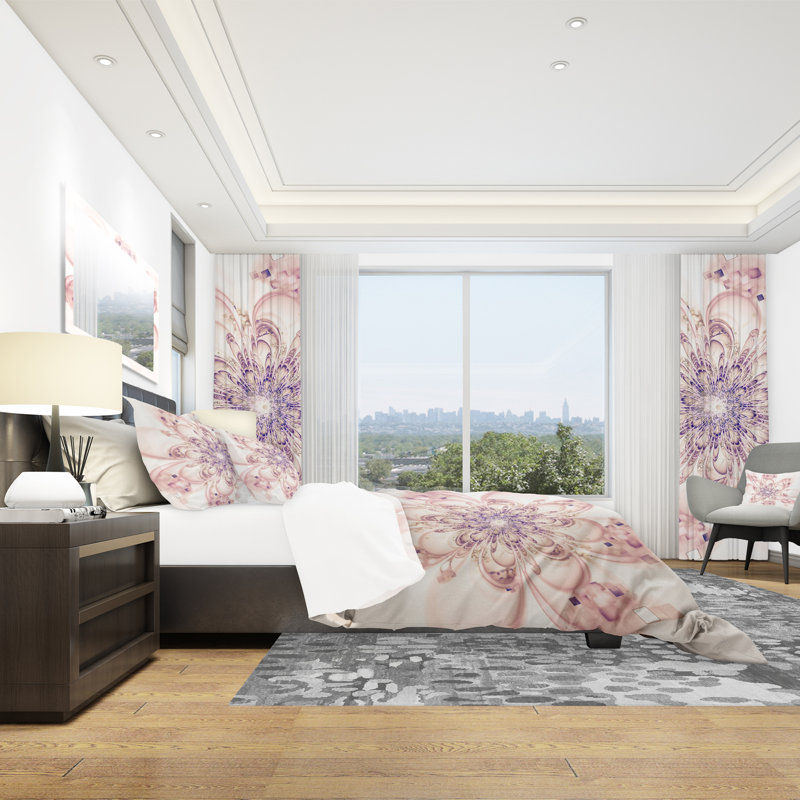Ensemble de housse de couette floral fractal, Housse de couette très grand + 2 taies décoratives