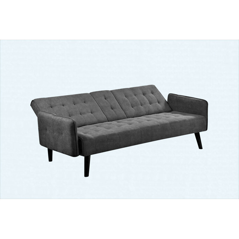Canapé-lit convertible de 72 po avec revêtement en lin, porte-gobelet et table rabattable, Dark Grey