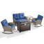 Ensemble de causeuse 5 pièces avec chaises berçantes et foyer d'extérieur-1118698212