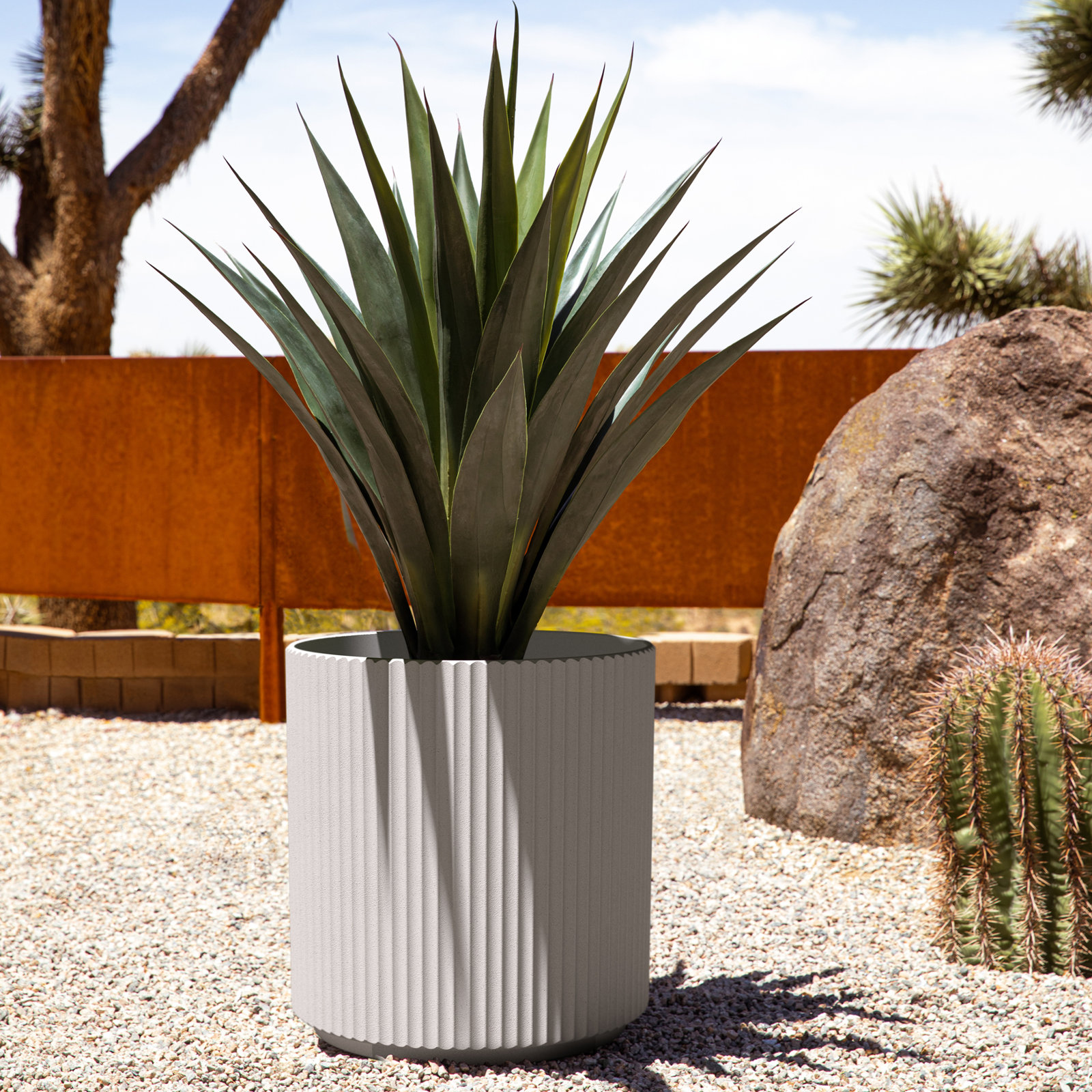 Demi Series 19" Pot Planter, 1, White, 19.75" H x 18.5" W x 18.5" D
