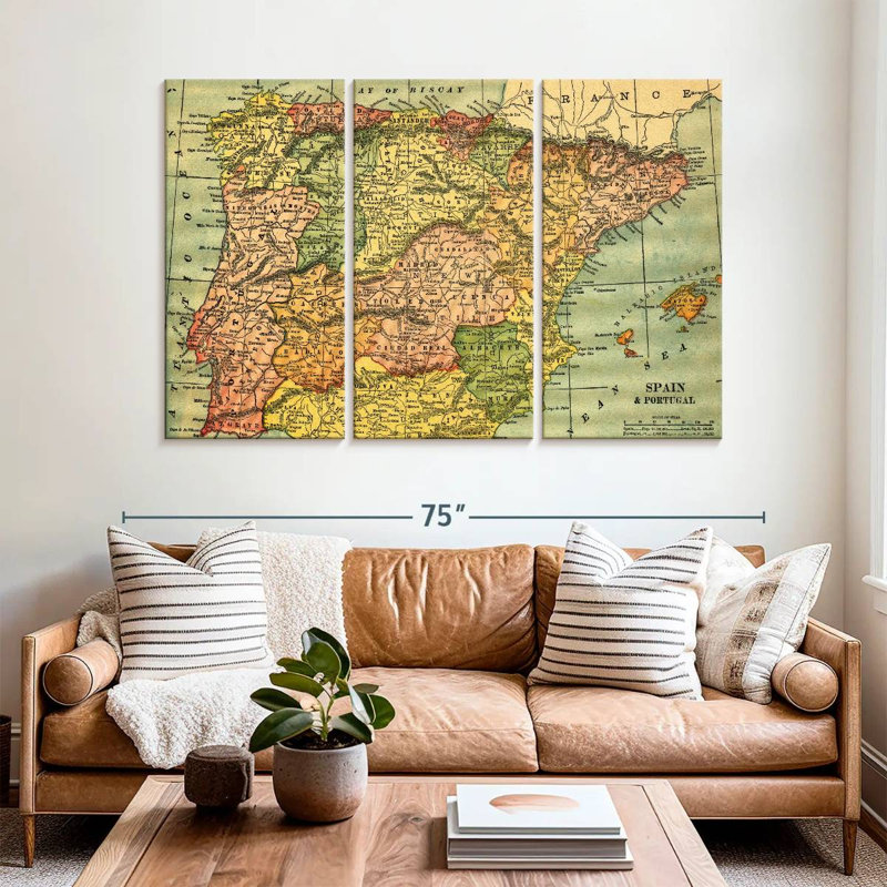Carte de l'Espagne et du Portugal, H 42 po x l 65 po