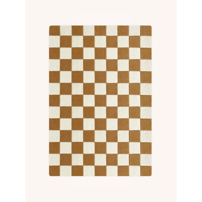 Handmade Wool Checkered Area Rug